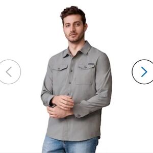 Free Country Expedition Nylon Ripstop Men’s Light Gray Shirt Size Medium NWT